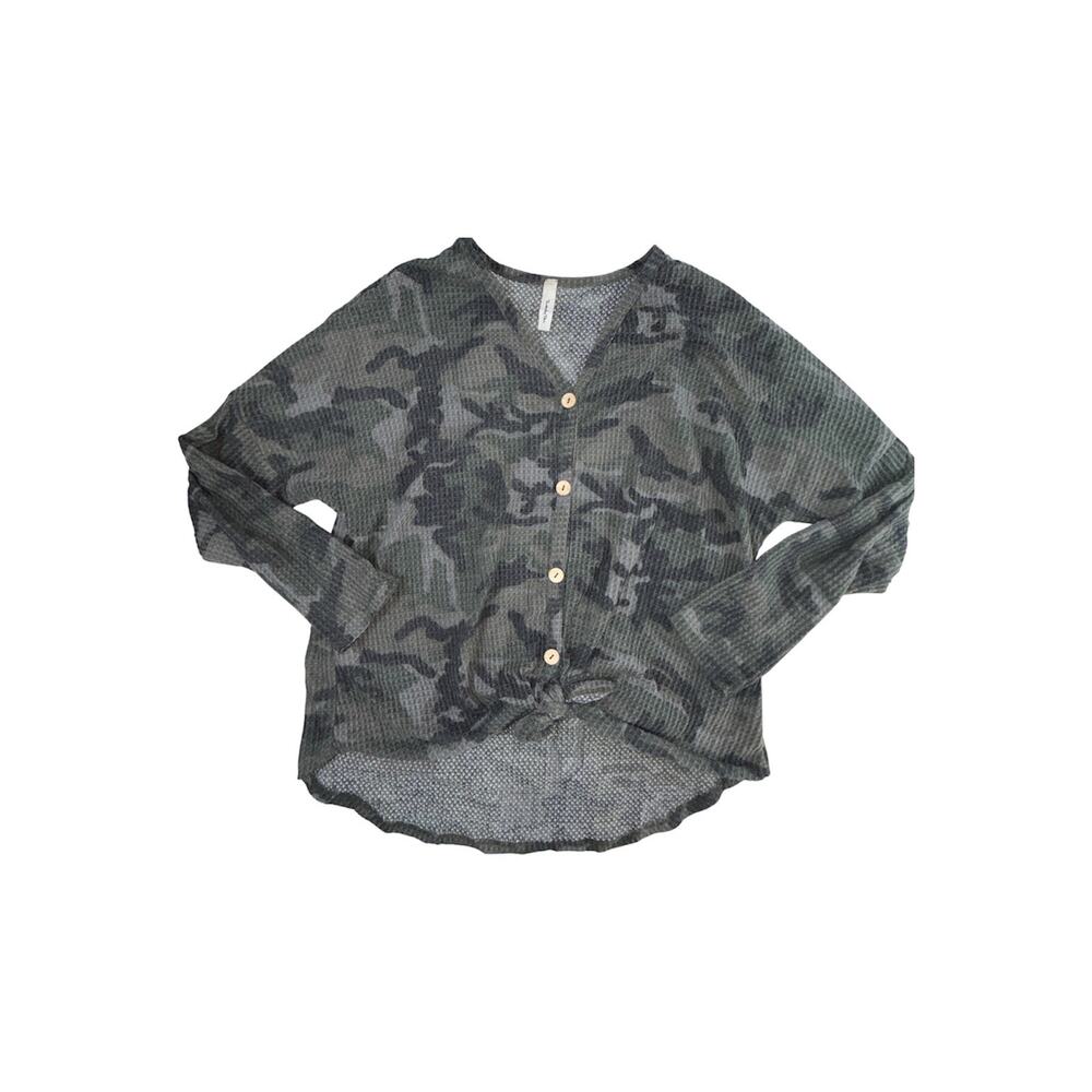 Twenty Ten Camo Waffle Knit Top L